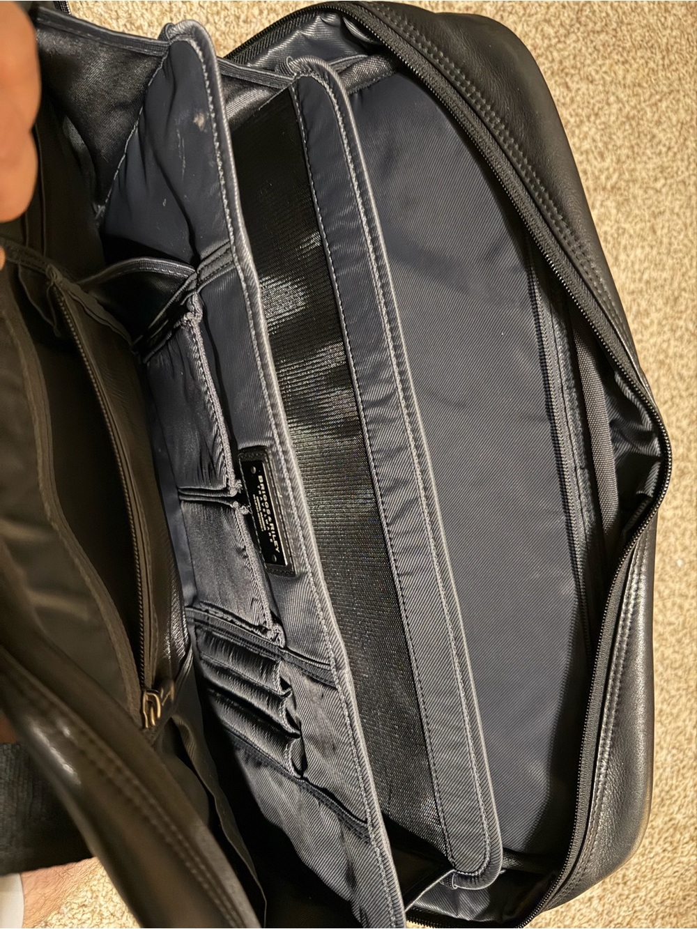 Briggs & Riley Black Leather Briefcase with Shoulder Strap - Picture 3 of 10